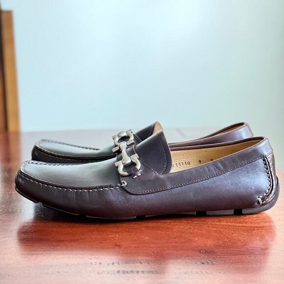 Salvatore Ferragamo Parigi Gancini Bit Driving Moc Shoe loafer brown leather 9 - Picture 9 of 14